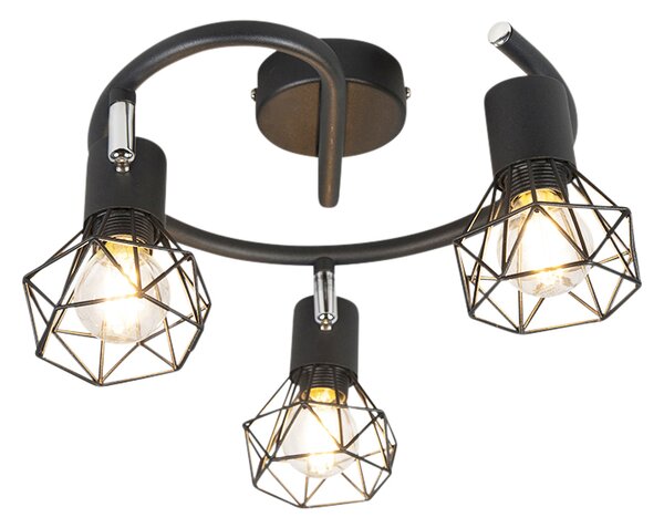 Reflektor Art Deco crni podesiv 3-svjetla - Mosh