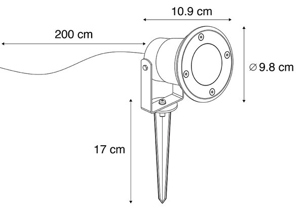 Set od 3 pametna vrtna reflektora na šiljku crna, uklj. kabel i utikač 200 cm IP65, uklj. Zigbee GU10 - Basic