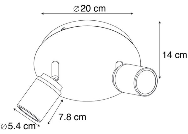 Moderno kupaonsko reflektorsko svjetlo mesing 2-svjetla IP44 - Ducha