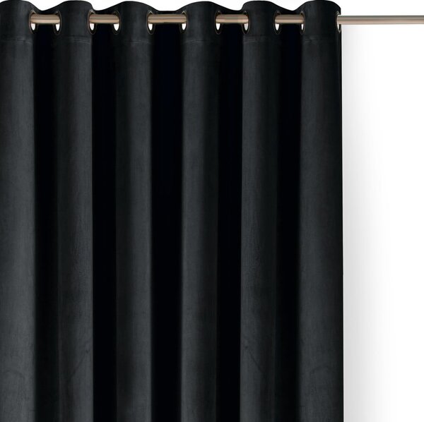 Crna zavjesa za djelomično zamračenje od samta 140x225 cm Velto – Filumi