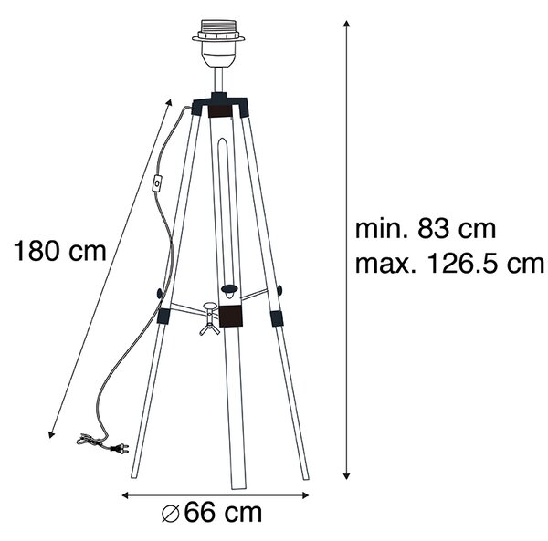Podna lampa crna bez sjenila - Tripod
