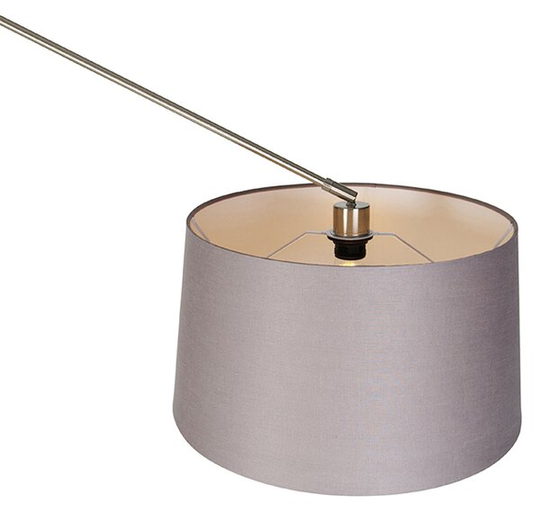 Moderna podna lampa čelik s sjenilom tamno siva 45 cm - Editor