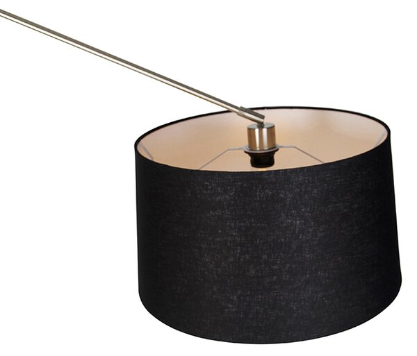 Moderna podna lampa od čelika s abažurom od crnog lana 45 cm - Editor