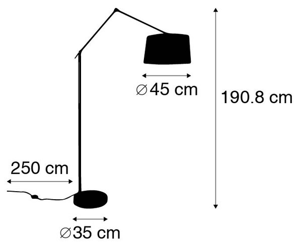 Moderna podna lampa od čelika s abažurom od crnog lana 45 cm - Editor