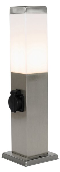 Moderna vanjska svjetiljka 45 cm čelična s utičnicom IP44 - Malios