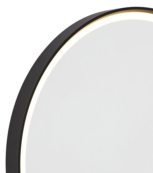 Kupaonsko ogledalo crno 50 cm uklj. LED 3-stupanjsko prigušivanje s okruglim dodirom - Miral