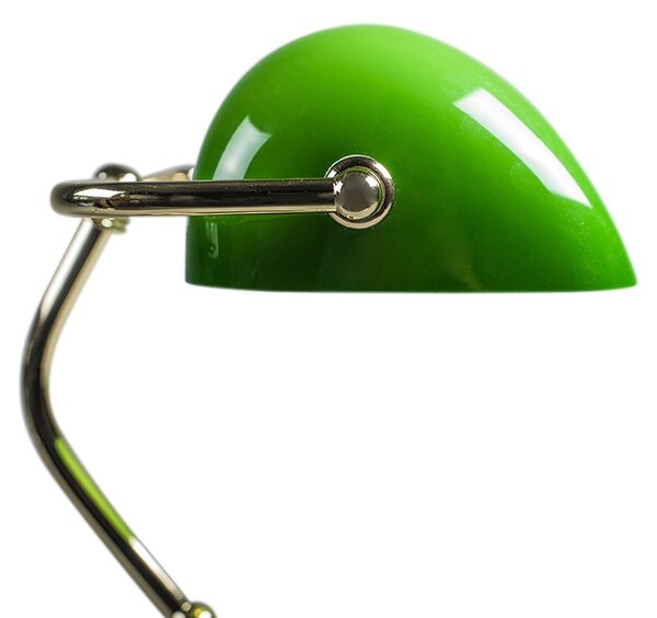 Klasična stolna lampa/lampa za bilježnika mesingana sa zelenim staklom - Banker
