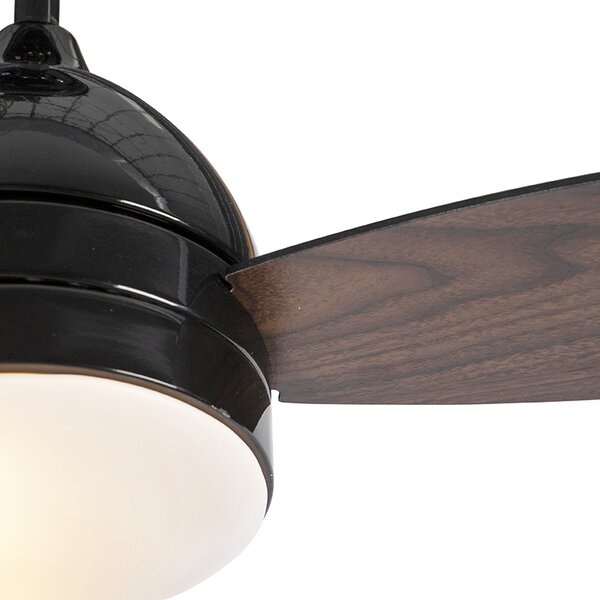 Stropni ventilator crni s uzorkom drveta 96 cm s daljinskim upravljačem - Rotar