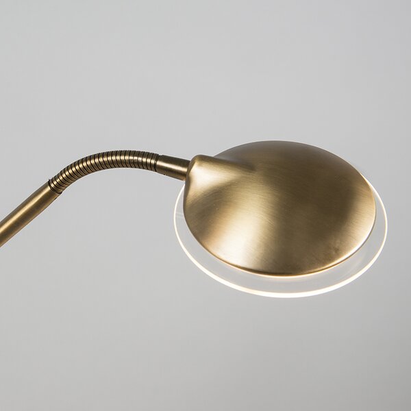 Moderna podna lampa brončana s lampom za čitanje uključujući LED - Eva