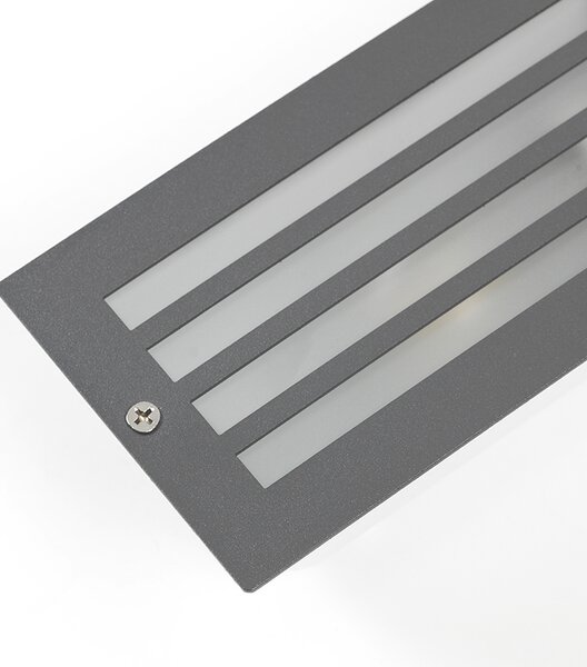 Set od 4 moderne ugradbene svjetiljke tamno sive IP44 - Hurricane