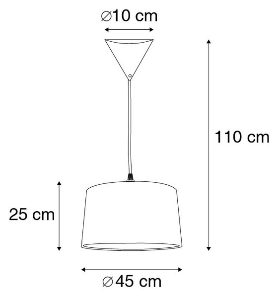 Moderna viseća svjetiljka crna s bijelom sjenilom 45 cm - Pendant