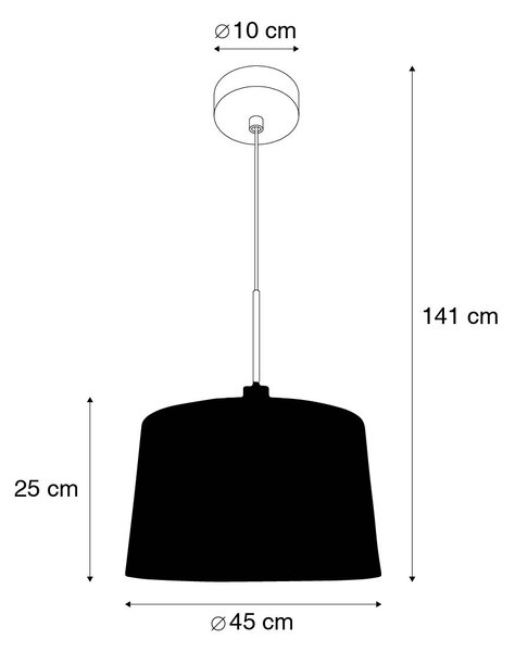 Moderna viseća svjetiljka crna s abažurom 45 cm bijela - Combi 1