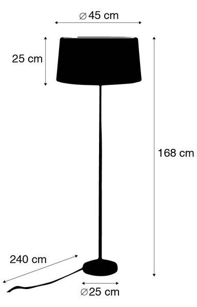 Podna svjetiljka zlatna/mesingana s crnom sjenilom 45 cm podesiva - Parte