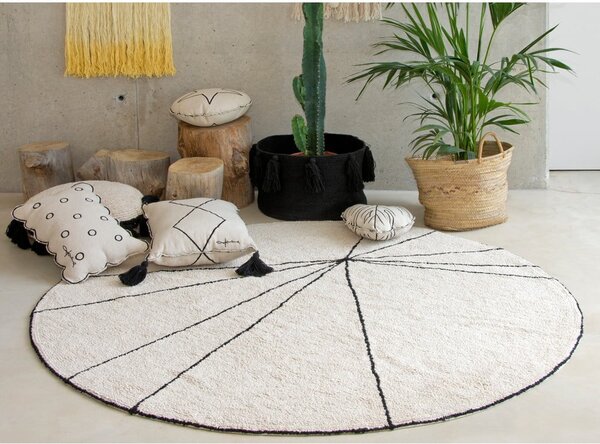 Krem periv/ručno rađen pamučan okrugao tepih ø 160 cm Trace Beige – Lorena Canals