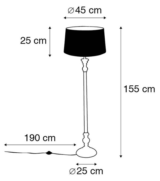 Rustikalna podna lampa taupe s platnenim sjenilom 45 cm - Classico