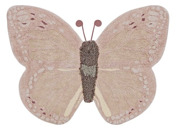 Svijetlo ružičasti/bež periv/ručno rađen pamučan dječji tepih 90x120 cm Baby Butterfly – Lorena Canals