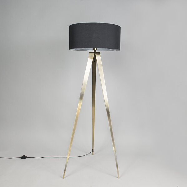 Moderna podna lampa mesingana s crnim sjenilom - Ilse