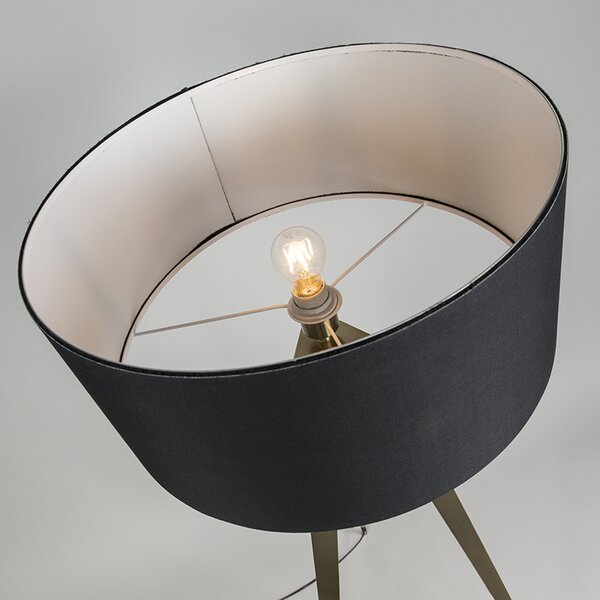 Moderna podna lampa mesingana s crnim sjenilom - Ilse