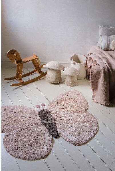 Svijetlo ružičasti/bež periv/ručno rađen pamučan dječji tepih 90x120 cm Baby Butterfly – Lorena Canals