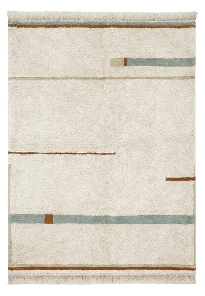 Plavi/krem periv/ručno rađen pamučan tepih 90x130 cm Lanes Vintage Blue – Lorena Canals