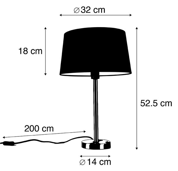 Moderna stolna svjetiljka od čelika s taupe sjenilom 35 cm - Simplo