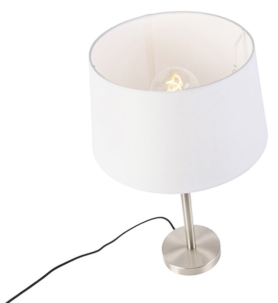 Moderna stolna svjetiljka čelik s bijelom sjenilom 32 cm - Simplo
