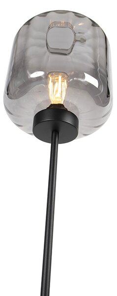 Dizajnerska podna lampa crna s dimnim staklom - Qara