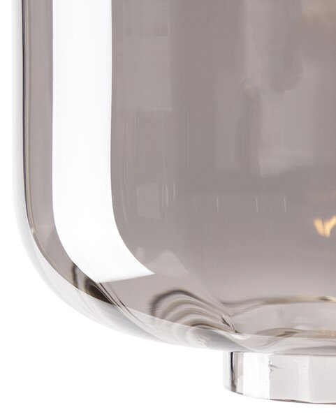 Dizajnerska stropna svjetiljka crna s dimnim staklom - Qara