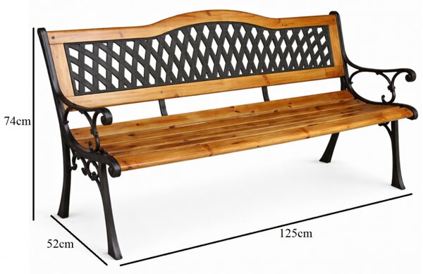 Izdržljiva vrtna klupa s naslonom 125 x 52 x 77 cm