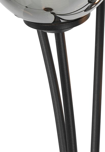 Moderna podna lampa crna s 5 svjetala s dimnim staklom - Atena