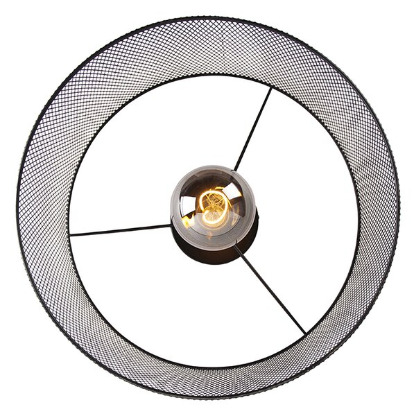 Industrijska stropna svjetiljka crna - Drum Mesh