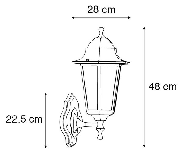 Vanjska zidna lampa crna s senzorom pokreta IP44 - New Orleans up
