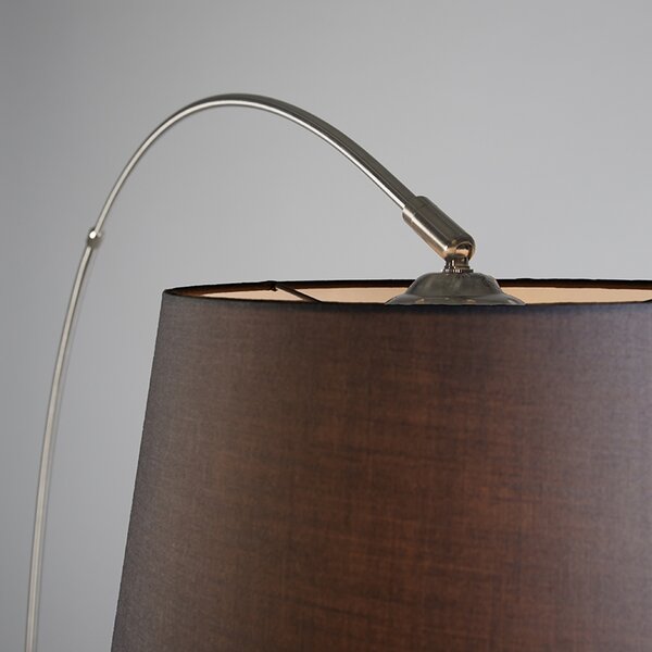 Moderna podna lampa u obliku luka od čelika s crnim sjenilom od tkanine - Arc Basic