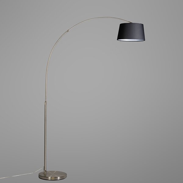 Moderna podna lampa u obliku luka od čelika s crnim sjenilom od tkanine - Arc Basic