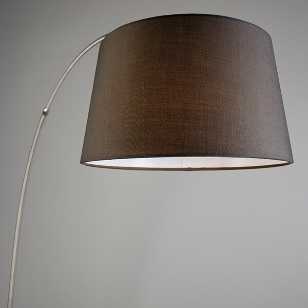 Moderna podna lampa u obliku luka od čelika s crnim sjenilom od tkanine - Arc Basic