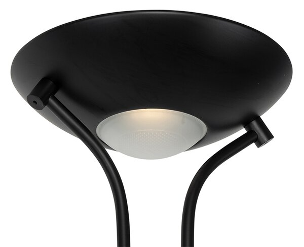 Moderna podna lampa crna s lampom za čitanje, uključujući LED s prigušivanjem na toplije - Diva