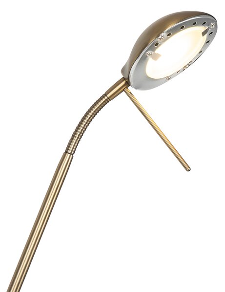 Moderna podna lampa brončana s lampom za čitanje, uključujući LED s prigušivanjem na toplije - Diva