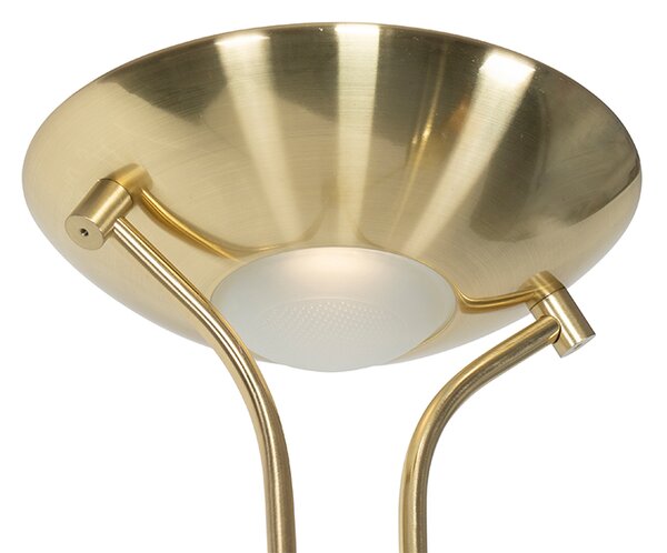 Moderna podna lampa mesing s lampom za čitanje uključujući LED Dim to Warm - Diva