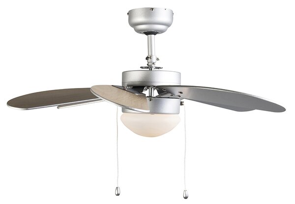 Ventilator na stropu čelični s drvenim uzorkom 80 cm s poteznim prekidačem - Fresh