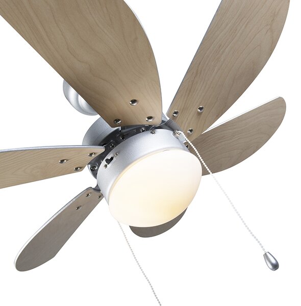 Ventilator na stropu čelični s drvenim uzorkom 80 cm s poteznim prekidačem - Fresh