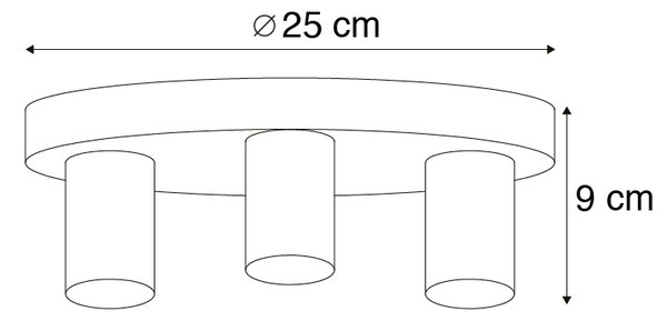 Moderna stropna svjetiljka crna okrugla - Facil 3