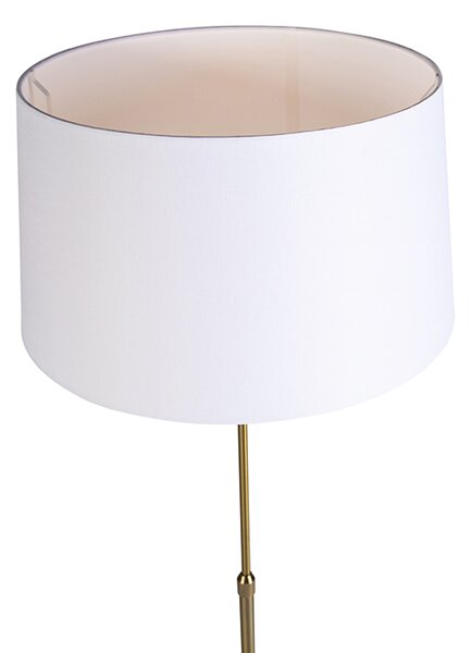 Podna lampa brončana s platnenim sjenilom bijela 45 cm podesiv - Parte