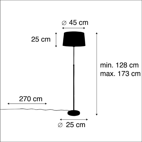 Podna svjetiljka crna s tamno sivom sjenilom od lana 45 cm - Parte