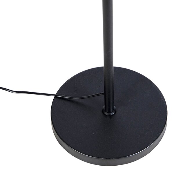 Podna lampa crna s crnom sjenilom od lana 45 cm podesiva - Parte