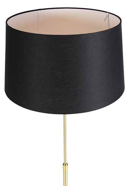 Podna lampa zlatna/mesingana s crnom sjenilom od platna 45 cm - Parte
