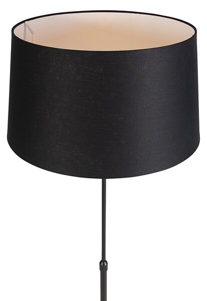 Podna lampa crna s crnom sjenilom od lana 45 cm podesiva - Parte
