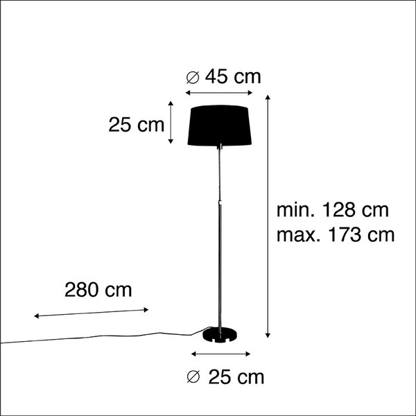 Podna lampa brončana s platnenim sjenilom bijela 45 cm podesiv - Parte