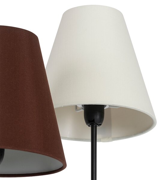 Dizajnerska podna lampa crna s tkaninskim sjenilima 5-svjetla - Melis
