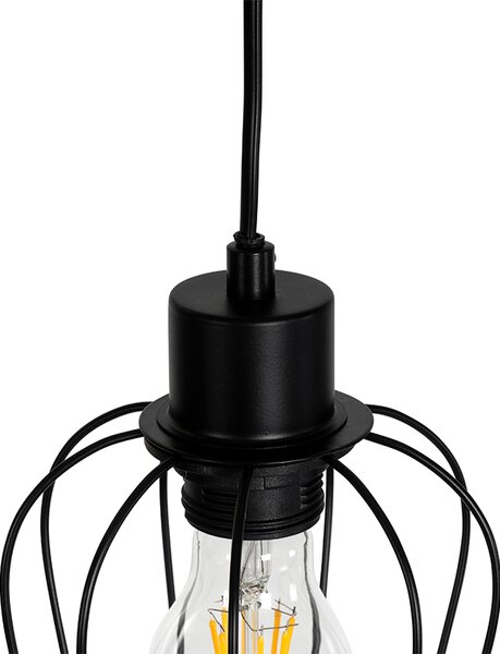 Rustikalna podna lampa crna s drvom 2-svjetla - Stronk
