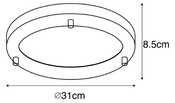 Moderna stropna svjetiljka zlatna 31 cm IP44 - Yuma